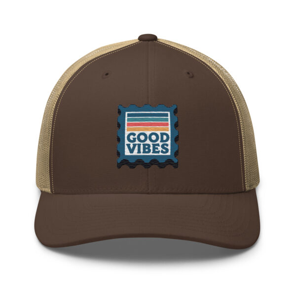 Retro Good Vibes Stamp Trucker Hat - Image 9