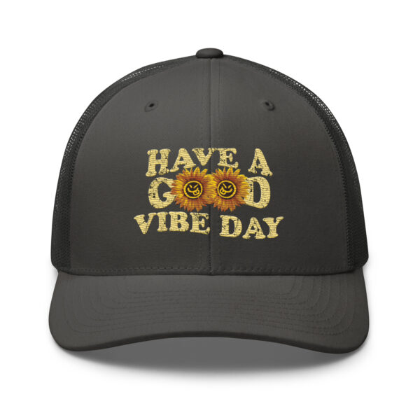 Have a Good Vibe Day Sunflower Retro Trucker Hat - Image 9