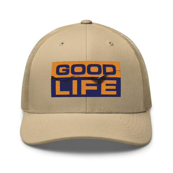 Edgy Burned Paper Good Life Trucker Hat - Image 13