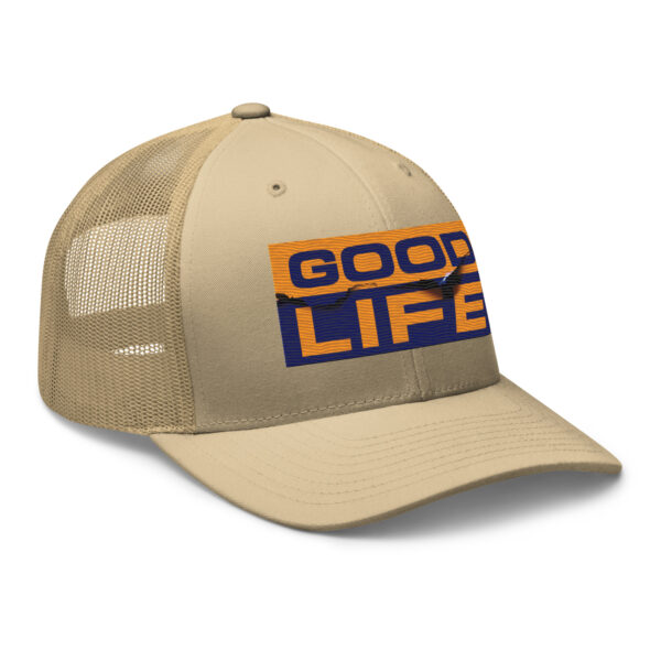 Edgy Burned Paper Good Life Trucker Hat - Image 16