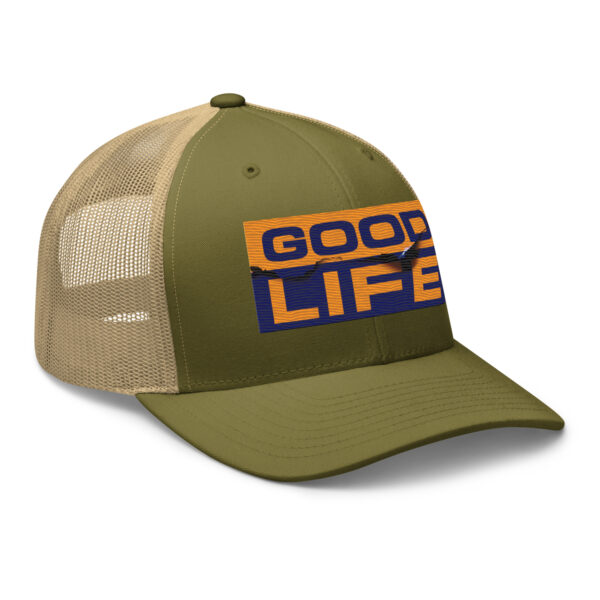 Edgy Burned Paper Good Life Trucker Hat - Image 20