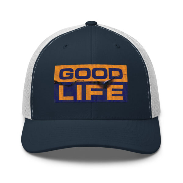 Edgy Burned Paper Good Life Trucker Hat - Image 2