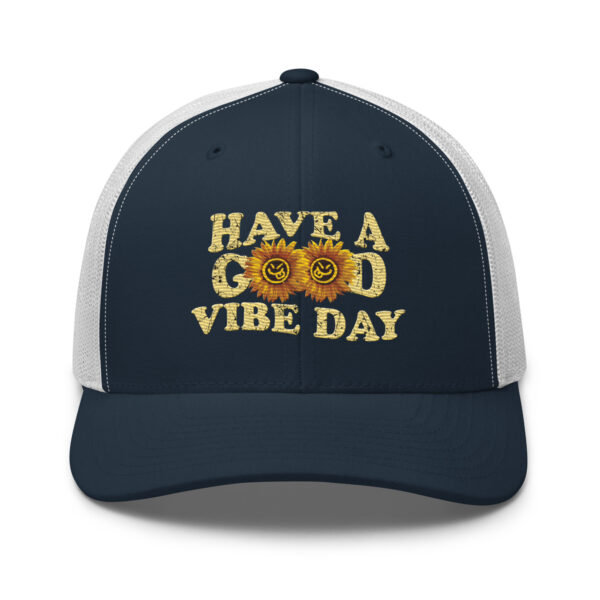 Have a Good Vibe Day Sunflower Retro Trucker Hat - Image 5
