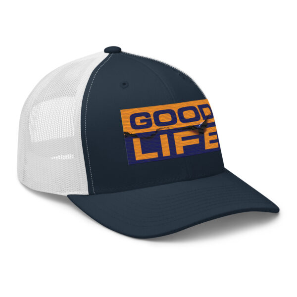Edgy Burned Paper Good Life Trucker Hat - Image 5