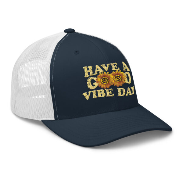 Have a Good Vibe Day Sunflower Retro Trucker Hat - Image 8
