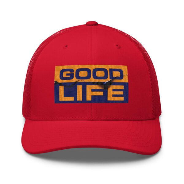 Edgy Burned Paper Good Life Trucker Hat - Image 6